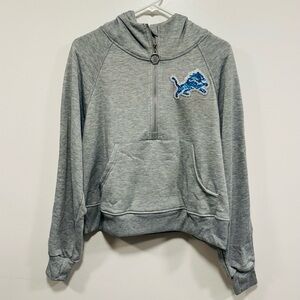 Detroit lions half zip Gray Hoodie with Blue Lions Logo! Size medium